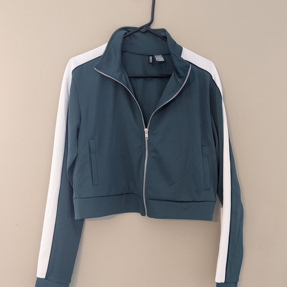 Retro Style Track Jacket H&M Green and White  Size L